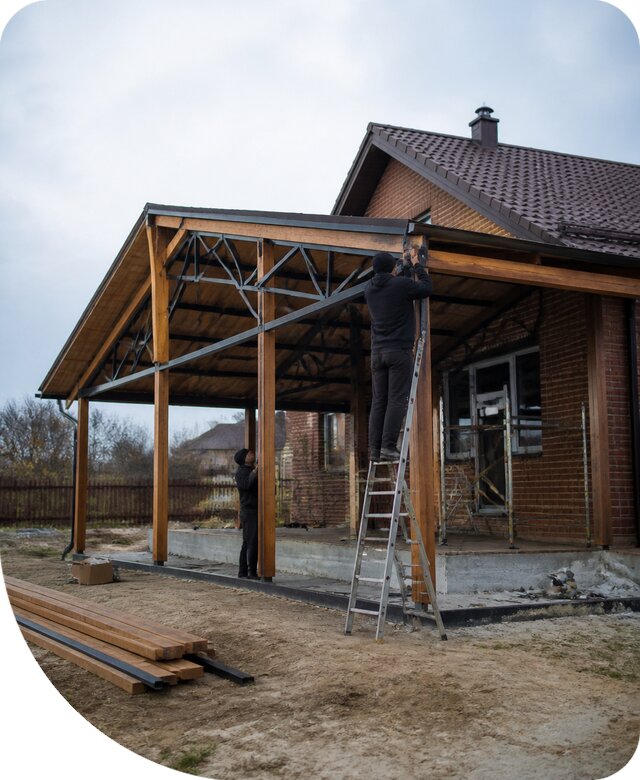 Пристройка навеса к дому и участку в Великих Луке под ключ