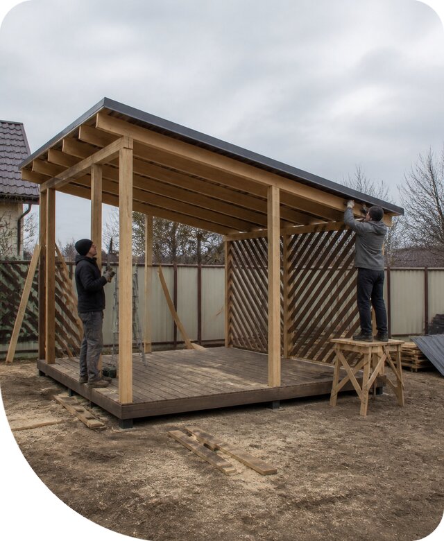 Изготовление и монтаж беседки с односкатной крышей в Великих Луке